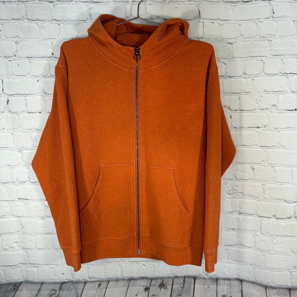 Lululemon Orange Textured Honeycomb Knit Full Zip Hoodie Jacket Womens Size 6